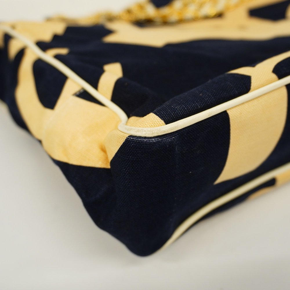 CHANELAuth Chain Shoulder Women's Canvas Shoulder Bag Beige,Navy - Picture 8 of 10